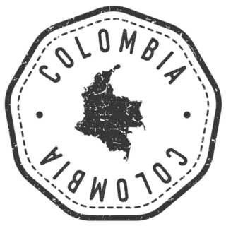 Colombia Map Stamp Retro Postmark Sticker