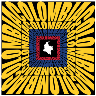 Colombia Poster National Map And Flag Sticker