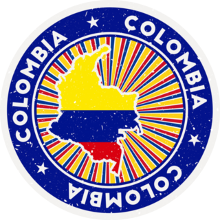 Colombia Round Stamp Flag Sticker