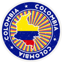Colombia Round Stamp Flag Sticker