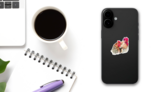 Color Drawing With Watercolor Pencils Hen And Cock Sticker on a Phone (New) example
