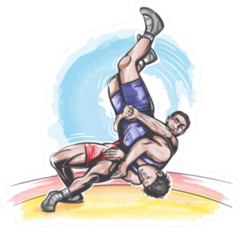 Color Freestyle Wrestling Sketch Illustration Sticker