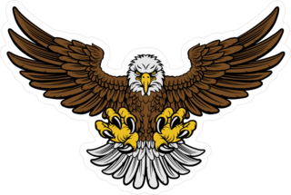 Color Woodcut Style American Bald Eagle Sticker