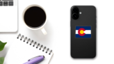 Colorado Flag State Sticker on a Phone (New) example