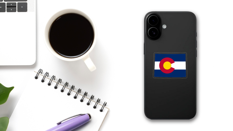 Colorado Flag State Sticker on a Phone (New) example