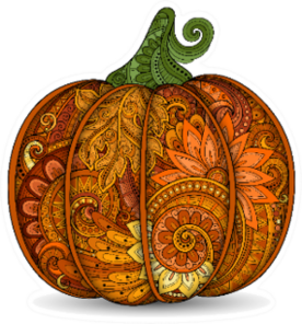 Colored Decorative Pumpkin Beautiful Pattern Sticker