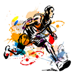 Colored Hand Sketch Basketball Player Sticker