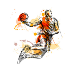 Colored Hand Sketch Basketball Player Sticker