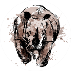 Colored Hand Sketch Of The Running Rhino Sticker