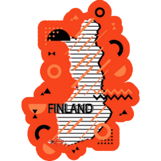 Colored Minimalistic Finland Map Sticker