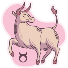 Colored Taurus Zodiac Sign Sketch Bull Pink Sticker