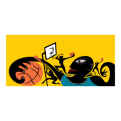 Colorful Abstract Basketball Game Sticker