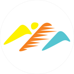 Colorful Abstract Mountains Logo Sticker