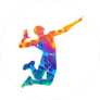 Colorful Abstract Splatter Volleyball Player Sticker