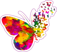 Colorful Abstract Watercolor Butterfly Sticker