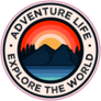 Colorful Adventure Mountain Badge Logo