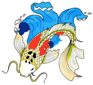 Colorful Asian Style Koi Carp Fish Sticker