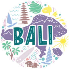 Colorful Bali Indonesia Illustration Sticker 
