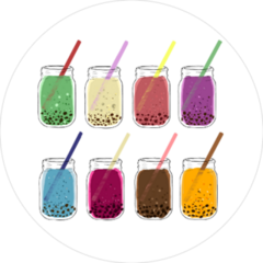 Colorful Boba Drink Sticker