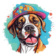 Colorful Boxer In Hat Sticker