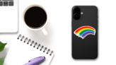 Colorful Brush Stroke Rainbow Sticker on a Phone (New) example