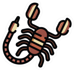 Colorful Cartoon Scorpion Icon Sticker