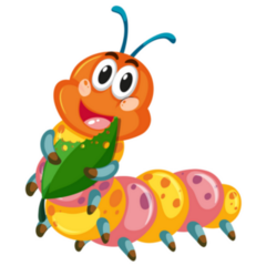 Colorful Caterpillar Eating Leaf Sticker