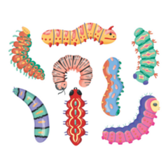 Colorful Caterpillars Illustration Sticker