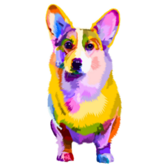 Colorful Corgi Dog On Pop Art Sticker