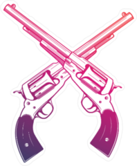 Colorful Crossed Old Revolvers Gun Sticker