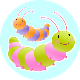 Colorful Cute Smiling Caterpillars Sticker