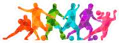 Colorful Five Soccer Players Sticker