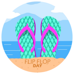 Colorful Flip Flop On The Beach Sticker