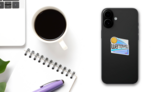 Colorful Flying Water Polo Ball Sticker on a Phone (New) example