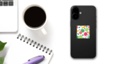 Colorful Fruit Pattern Sticker on a Phone (New) example