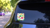 Colorful Fruit Pattern Sticker on a Rear Car Window (New) example
