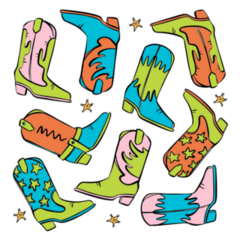 Colorful Funky Cowboy Boots Sticker