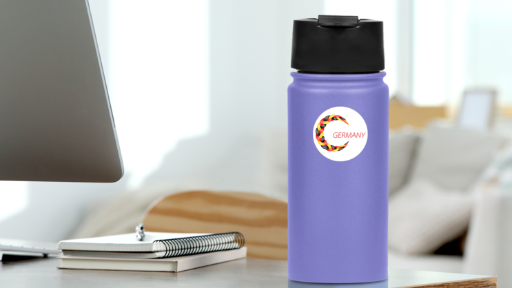 Colorful Germany Flag Braid Sticker on a Water Bottle (New) example