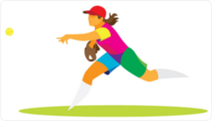 Colorful Girl Softball Pitcher Throwing Ball Sticker