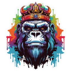 Colorful Gorilla King Sticker