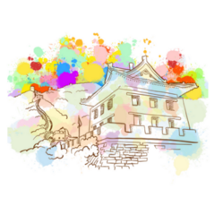 Colorful Great Wall Of China Sketch Paint Splatter Sticker