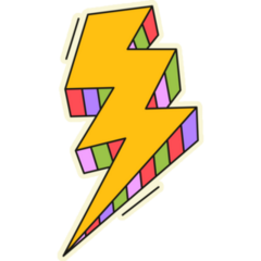 Colorful Groovy Lightning Icon Sticker