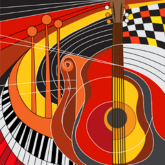 Colorful Guitar And Piano Sticker