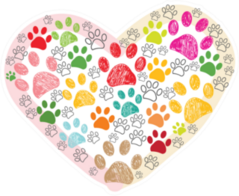 Colorful Hand Drawn Paw Print Made Of Hearts Sticker