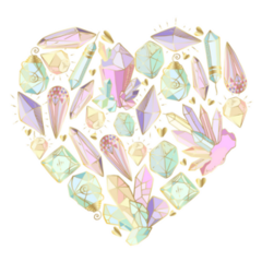 Colorful Heart Crystals And Gems Sticker