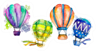 Colorful Hot Air Balloon Illustration Sticker