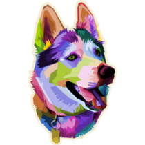 Colorful Husky Painted Sticker