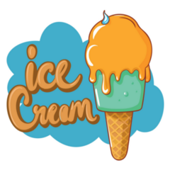 Colorful Ice Cream Cone Orange Sticker
