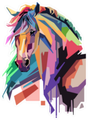Colorful Illustration Art Style Of Horse Sticker