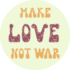Colorful Illustration Make Love Not War 70s Sticker